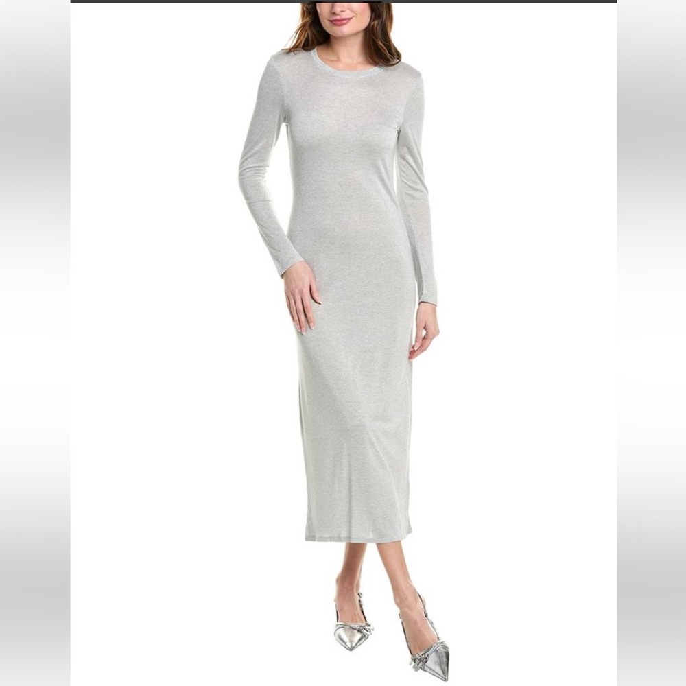 Splendid Light Gray Metallic Long Sleeve Dress Maddox Medium NWT